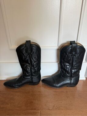 Vintage 1980s Boulet exotic lizard skin womens Western Cowboy Boots Leather